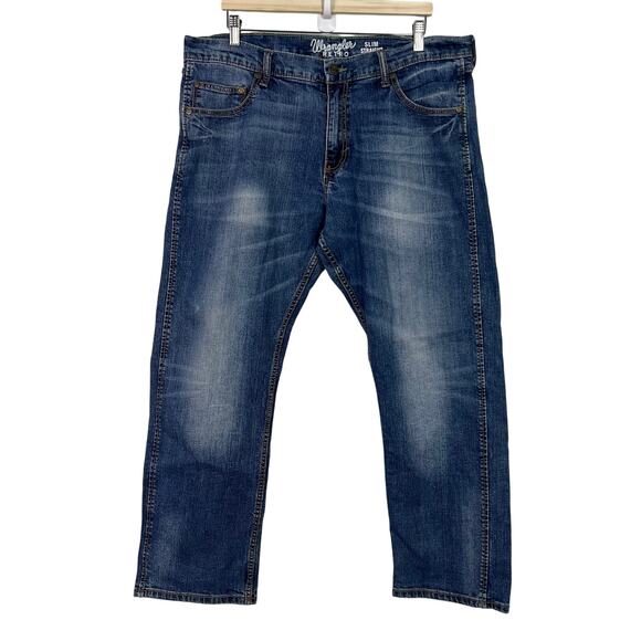 Wrangler Retro Men's Slim Straight Jeans 38x30 Medium Wash Denim Western Rodeo - Picture 1 of 9